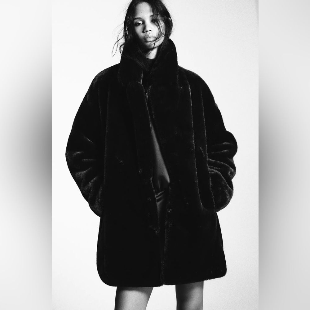 ZARA FAUX FUR COAT NEW - Picture 5 of 9